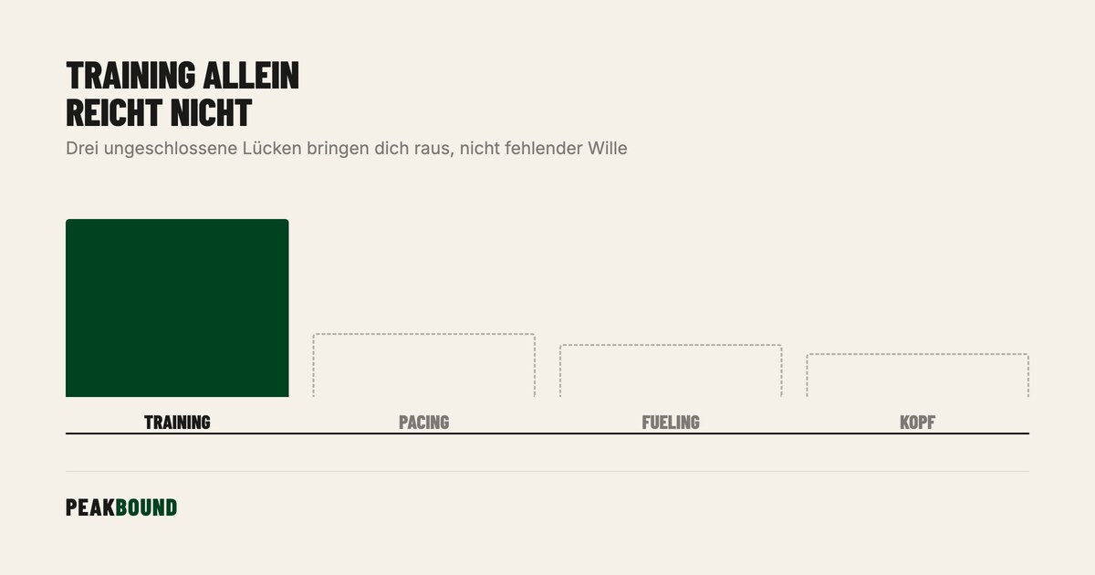 Schematische Zusammenfassung: DNF trotz Training: Bei welchem Kilometer ist es passiert? (Selbstdiagnose)