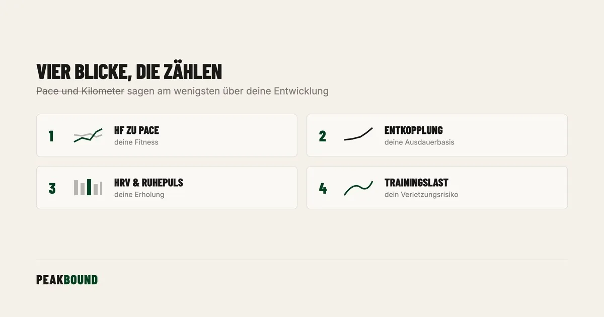 Schematische Zusammenfassung: Garmin-Daten richtig lesen: Wie du erkennst, ob dein Training wirkt